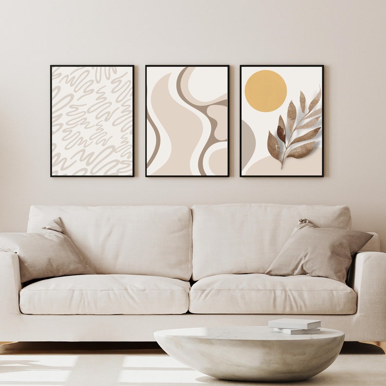 Abstract Art Set of 3 Modern Boho Wall Art Printable Modern Etsy