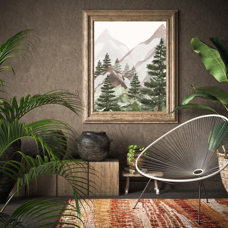 3 Piece Forest Wall Art Print Forest Art Set of 3 Boho Etsy