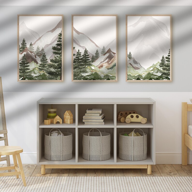 3 Piece Forest Wall Art Print Forest Art Set of 3 Boho Etsy