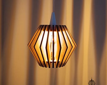 Paralume in legno | Compensato di betulla | Lampada a sospensione moderna scandinava | Fatto a mano | "LUMIERO"