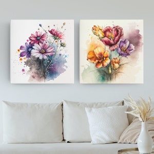 Floral Canvas Wall Art: Nature Inspired Watercolor Flowers