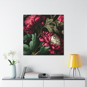 Timeless beauty of Peony Flowers in Black Backround Modern Wall Art, Floral Home Decor, Minimalist Art, Peonies Wall Art, Peony Canvas Art