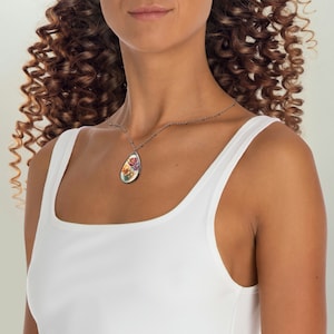 Oval Necklace - Delicately Colorful Flowers Necklace Gifts For Her
