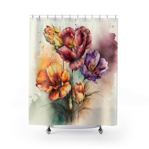 Blooming Flowers - Polyester Shower Curtain