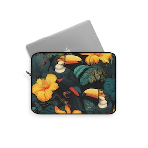 Laptop Sleeve Toucan Birds and Blooming Flowers Laptop Tablet Sleeve Laptop Case