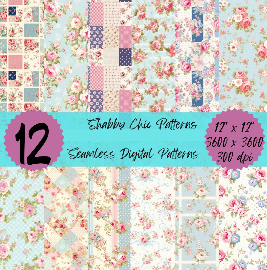 Shabby Chic Patterns Vintage Floral Designs Distressed Textures Digital ...