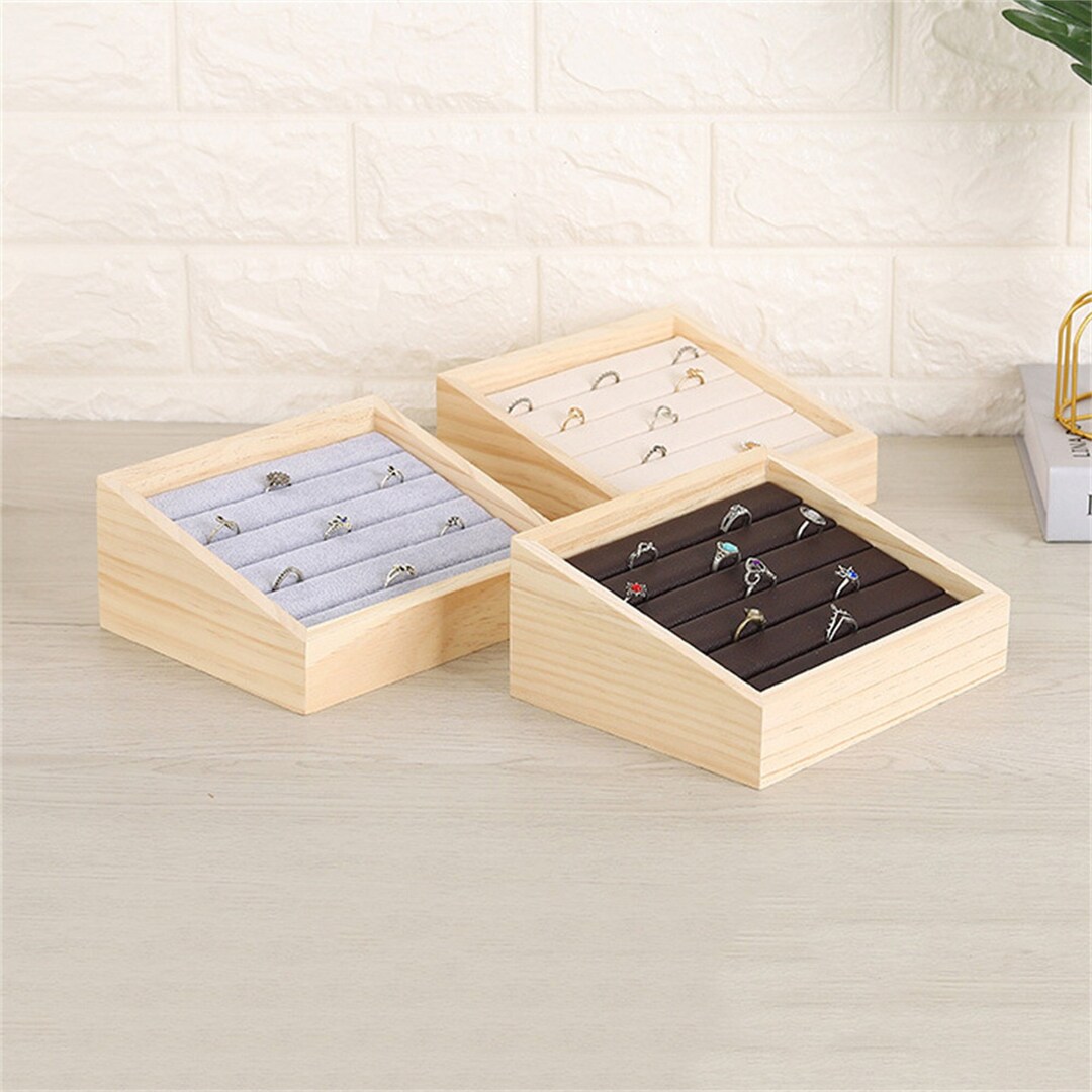 Solid Wood Tray Box Jewelry Storage Slanted Mouth Box Etsy