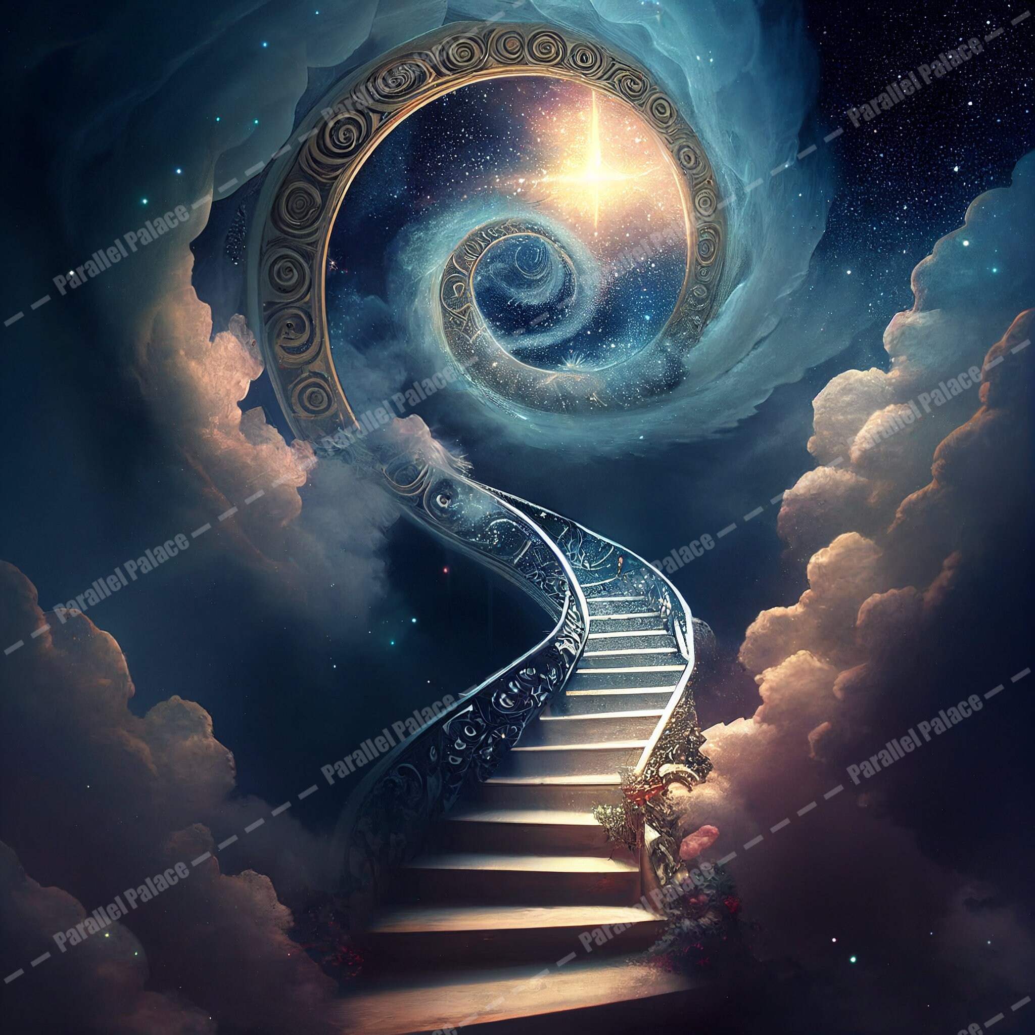 Infinite Stairs Heaven Digital Art Printable Art, Wall Art, Decoration