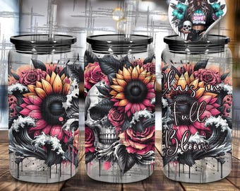 16 oz Libby Wrap Chaos in Full Bloom - Teschi e girasoli / Tattoo Wave + 1 omaggio senza testo