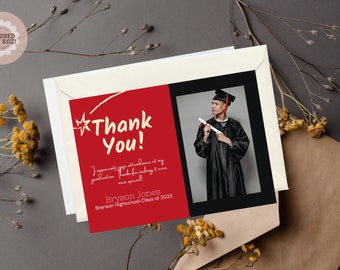 Folded Graduation Thank You Card Template Personalized - Etsy