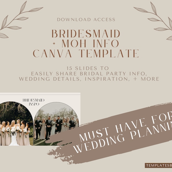 Bridesmaid + MOH Guide - Canva Template, Beige, Modern, Minimalistic Design