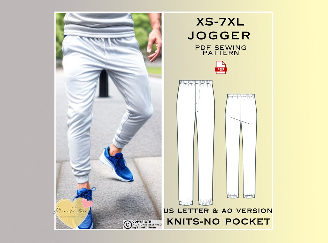 Men Jogger Sewing Pattern, Sweatpants Trousers PDF Sewing, Instant