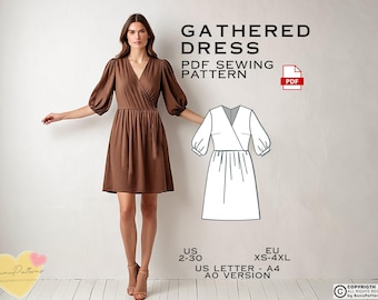 Surplice Dress Sewing Pattern: Maternity Friendly, US Sizes 2-30 (PDF Pattern)