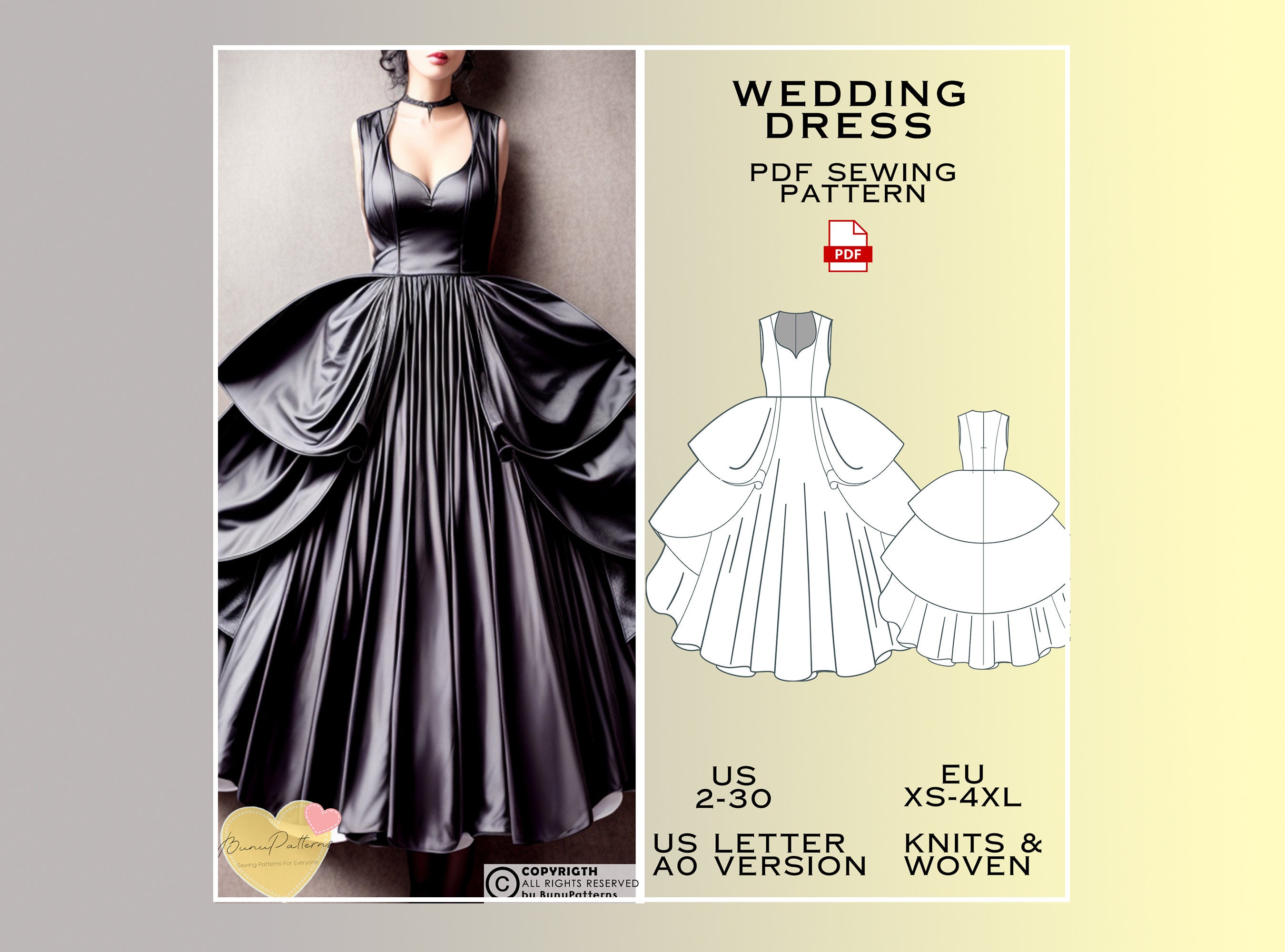 Vintage 80's Wedding Bridal Dress Gown Sewing Pattern, UNCUT, Sz. 6 | eBay