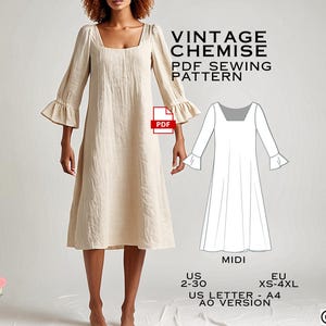 Renaissance Chemise Sewing Pattern: Vintage Nightgown (PDF Pattern)