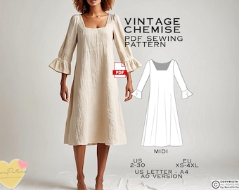 Renaissance Chemise Sewing Pattern: Vintage Nightgown (PDF Pattern)