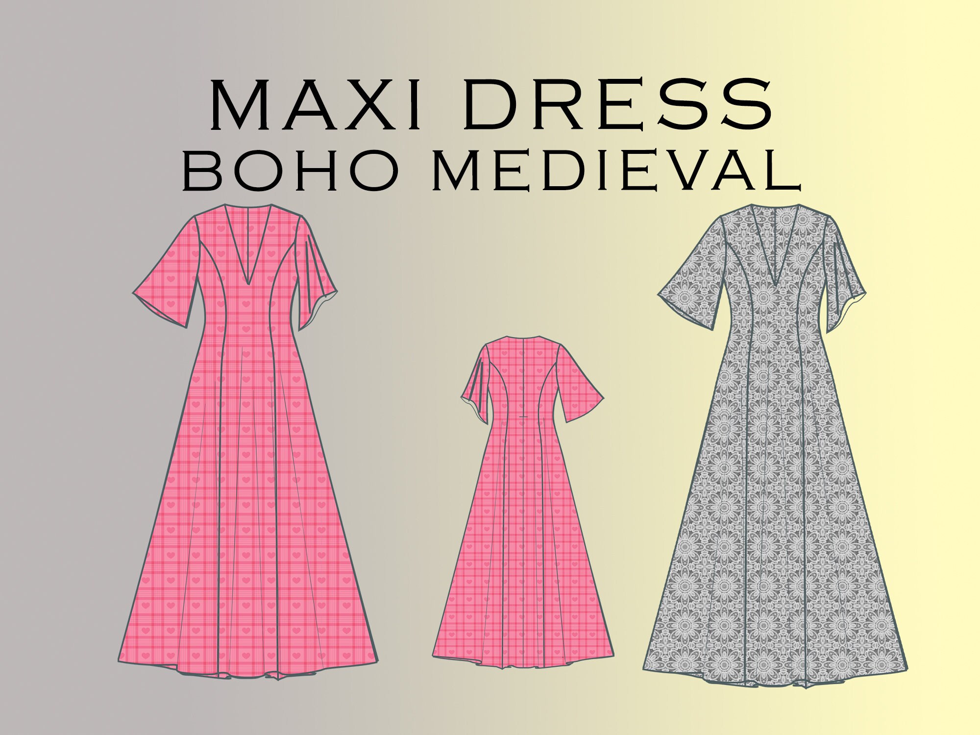 Maxi Dress Sewing Pattern Medieval Boho Dress PDF Sewing Etsy Australia