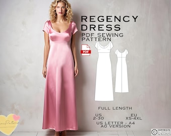 Regency Dress Sewing Pattern: Plus Size Vintage Style (PDF Pattern)