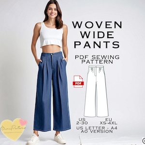 Ankle Palazzo Pants Sewing Pattern: Plus Size (PDF Download)