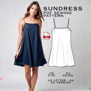 以下が含まれることがあります： サマードレスのデジタル裁縫パターン。パターンはUS 2-30とEU XS-4XLのサイズでご利用いただけます。パターンはUSレターとA0サイズでご利用いただけます。