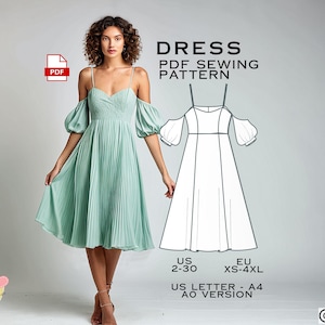 Midi Dress Princess Bust Sewing Pattern: Plus Size (US 2-30) (Digital PDF)