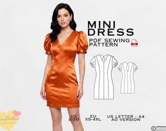 Mini Dress Sewing Pattern, 2026 Fashion Dresses, PDF Pattern