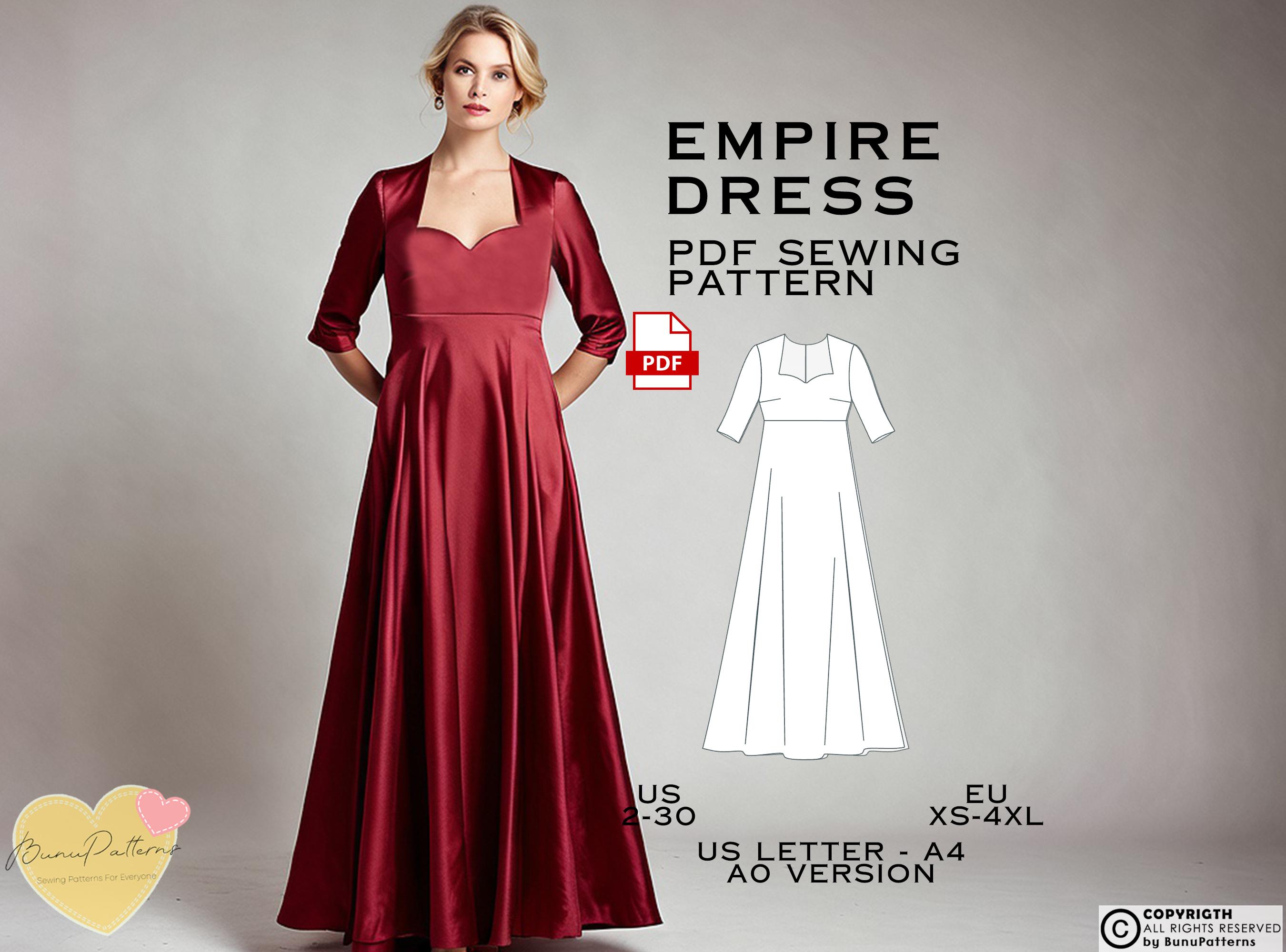 Empire Waist Dress Sewing Pattern: Regency, Plus Size (US Sizes 2-30) (PDF  Pattern) - Etsy