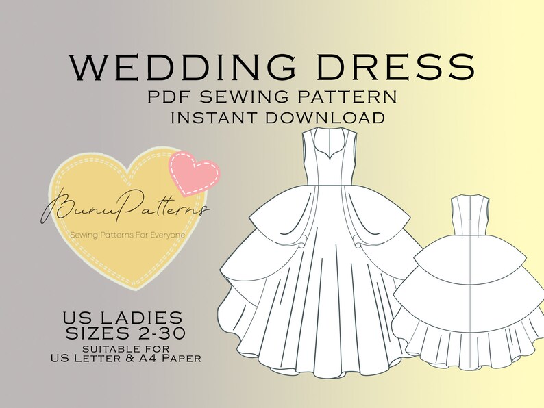 Wedding Dress Sewing Pattern Princess Dress PDF Sewing Etsy