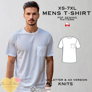 Men&#39;s Basic T-Shirt Sewing Pattern: Plus Size XS-7XL (PDF Pattern)
