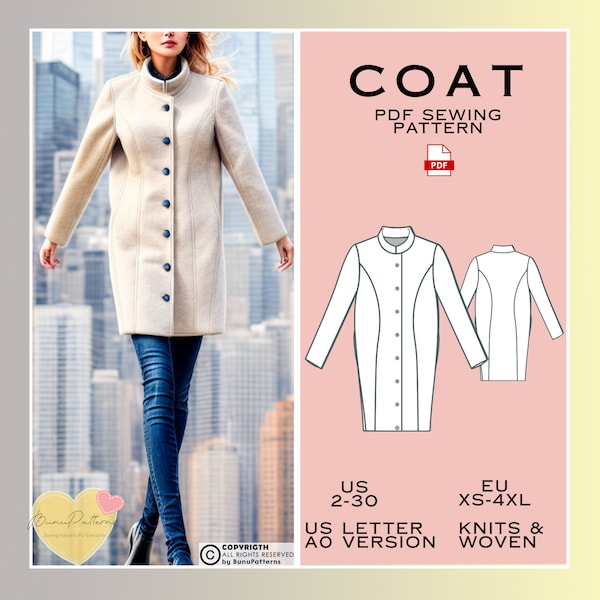 Coat Sewing Pattern - Etsy