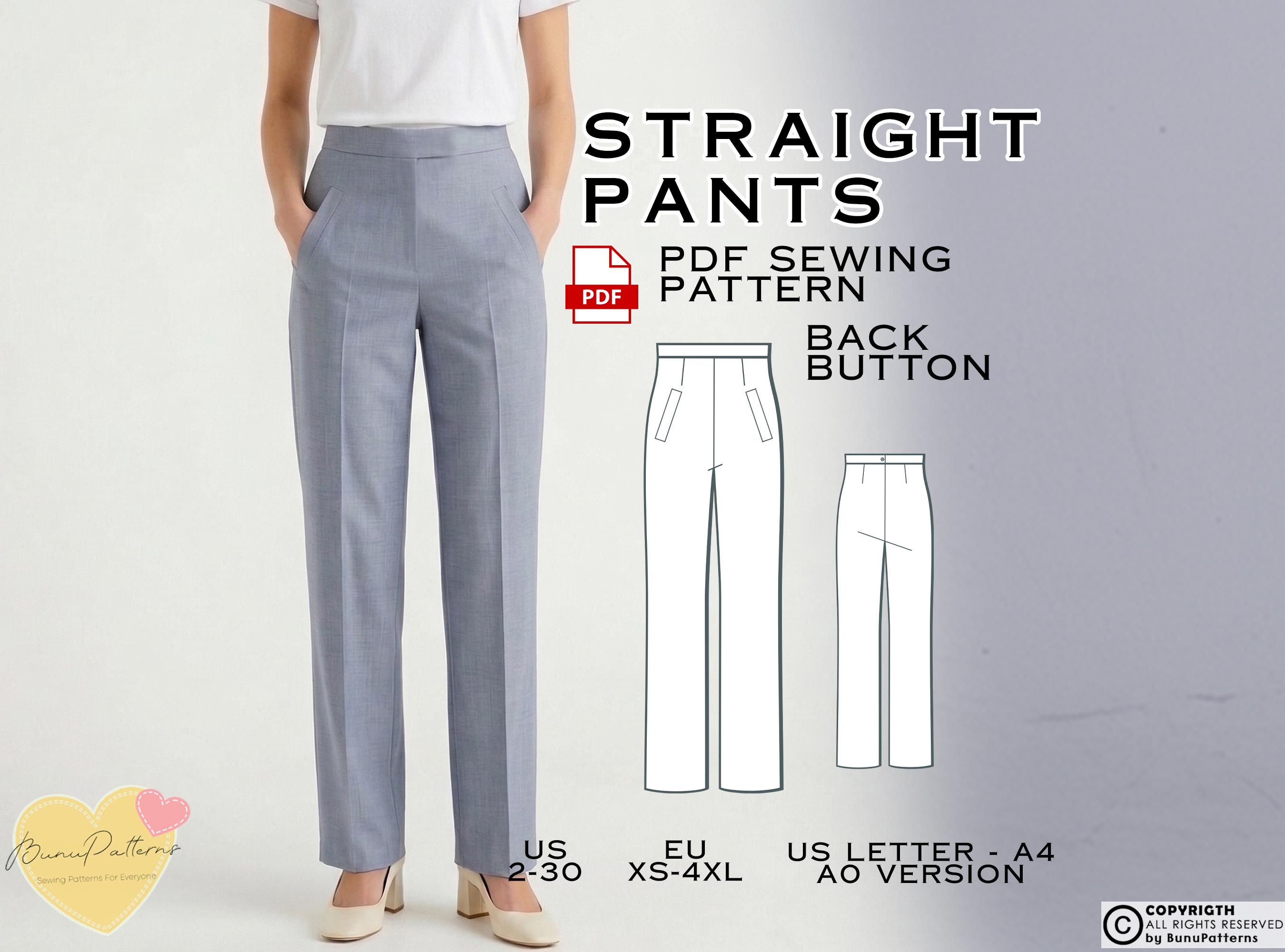 Straight Leg Pants Sewing Pattern: Classic Trousers (US Sizes 2-30 
