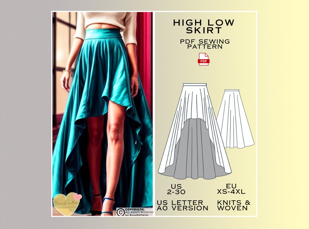 Hi-low Skirt Sewing Pattern Full Length PDF Sewing Pattern - Etsy