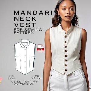 Mandarin Collar Vest Etsy