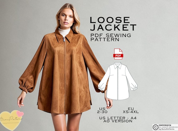 Loose Jacket Sewing Pattern: Women's Overcoat (PDF Pattern)