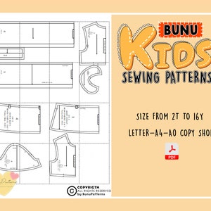 Girl Peter Pan Collar Shirt Sewing Pattern, Cap Sleeve Girl Shirt PDF Sewing Pattern, Kid Sewing Patterns, 2T-16Y Sizes, Instant Download image 4