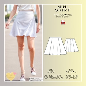 Mini Skater Skirt Sewing Pattern PDF Sewing Pattern Instant - Etsy