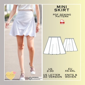 Mini Skater Skirt Sewing Pattern PDF Sewing Pattern Instant - Etsy