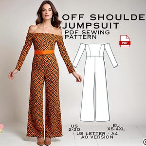 Wide Leg Boho Jumpsuit Sewing Pattern: 70&#39;s Fashion (PDF Pattern)