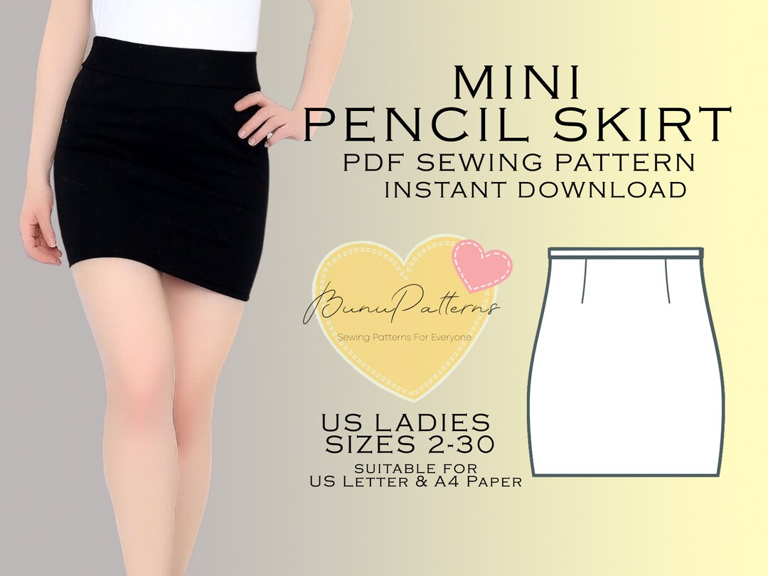 Mini Pencil Skirt Sewing Pattern PDF Sewing Pattern Instant - Etsy