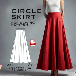 Full Length Skirt Sewing Pattern, Modest PDF Sewing Pattern Instant Download, Long Skirt Easy Digital Pdf, US 2-30, Maxi Skirt Pattern