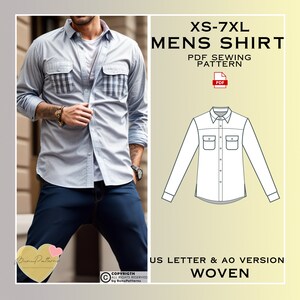 Mens Shirt Sewing Pattern, Man Classic Fit Shirt Sewing Pattern, PDF ...
