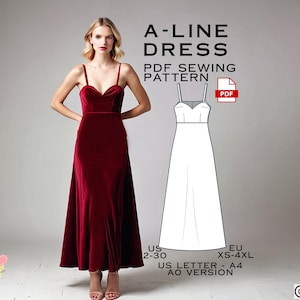 A-Line Full Length Dress Sewing Pattern: Plus Size (PDF Pattern)