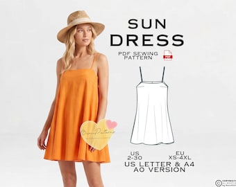 Sundress Sewing Pattern, Loose Summer Dress, Plus Size (PDF Download)