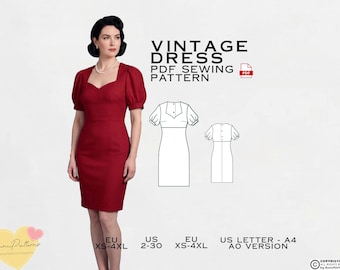 Vintage Dress Sewing Pattern: 1920s Retro Patterns (PDF Download)