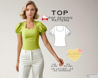 High Hip Top Sewing Pattern: US 2-30, EU Xs-4xl (PDF Pattern)
