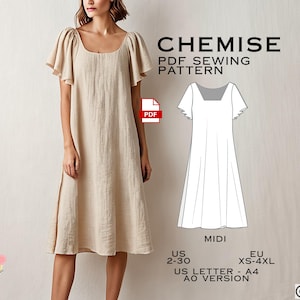 Chemise Sewing Pattern: Renaissance Nightgown, Plus Size (PDF Pattern)