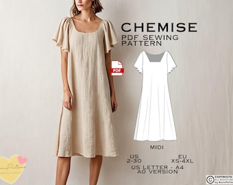 Chemise Sewing Pattern: Renaissance Nightgown, Plus Size (PDF Pattern)