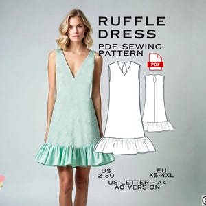 Summer ruffled V-neck stitching dress Summer ruffled V-neck stitching dress