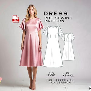 A-Line Midi Dress Sewing Pattern: Plus Size (PDF Pattern)