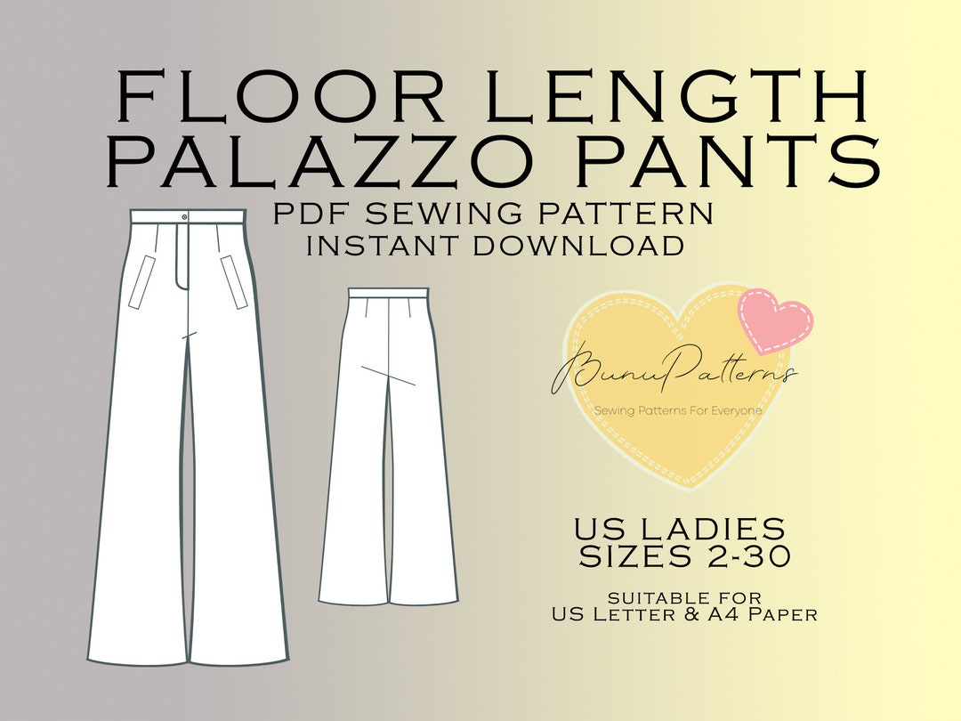 Pocket Palazzo Pants Sewing Pattern, Pants Trousers PDF Sewing, Instant ...